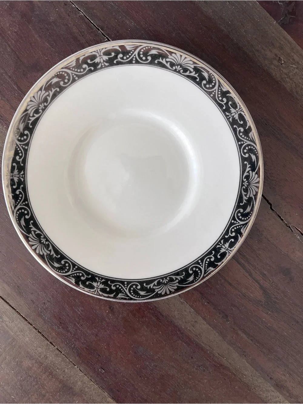 Vintage Silver White Chinese Porcelain Jewelry & Trinket Tray